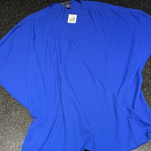 INC Blouse Goddess Blue XL 100% Polyester wit Tag Machine Wash Cold Water